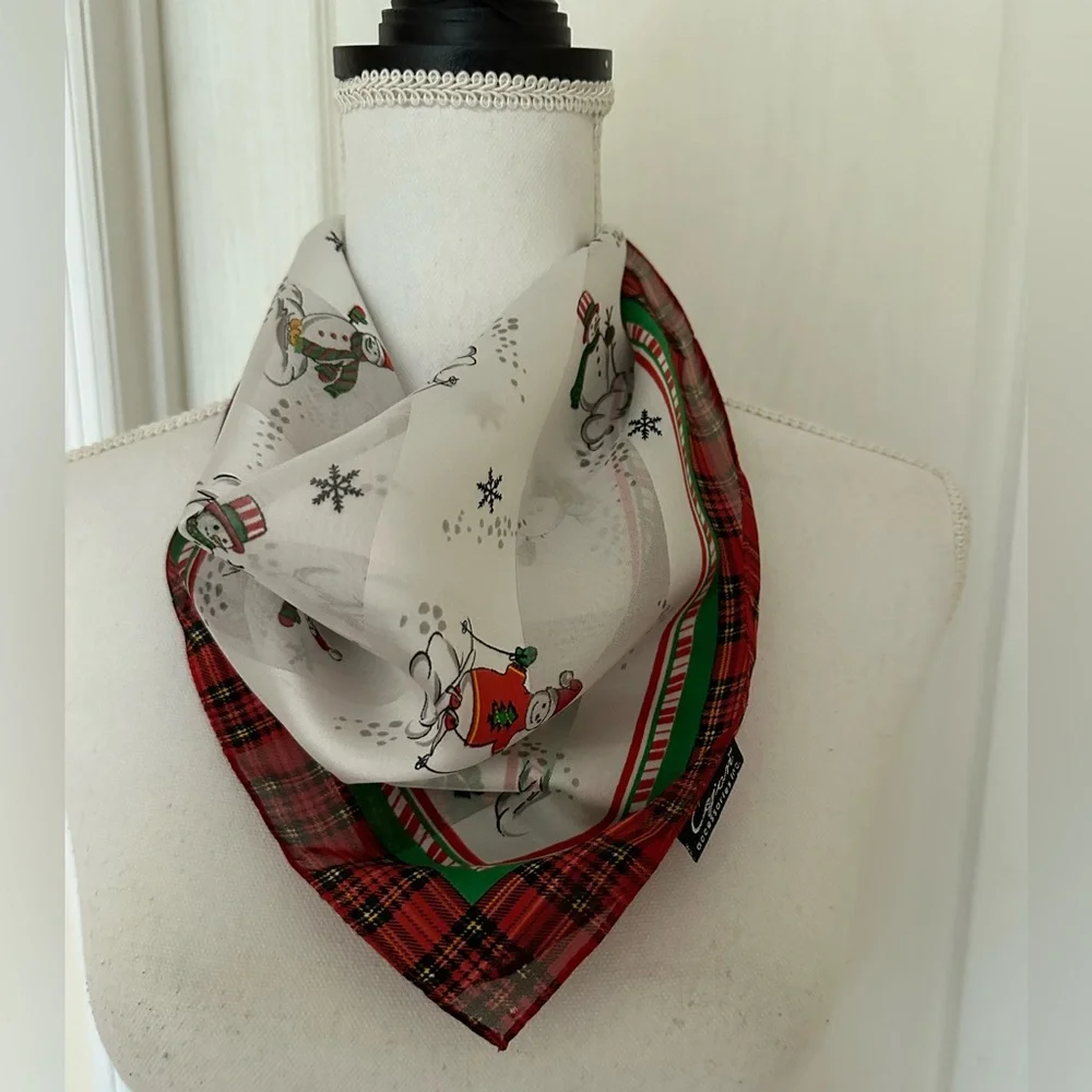 New Cejon Festive Snowman Kids Square Scarf, 21”x21”